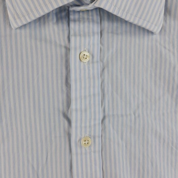 Thomas Pink Long Sleeve Button Up Cotton Ireland Blue Striped Superfine 17 34 - Picture 12 of 16